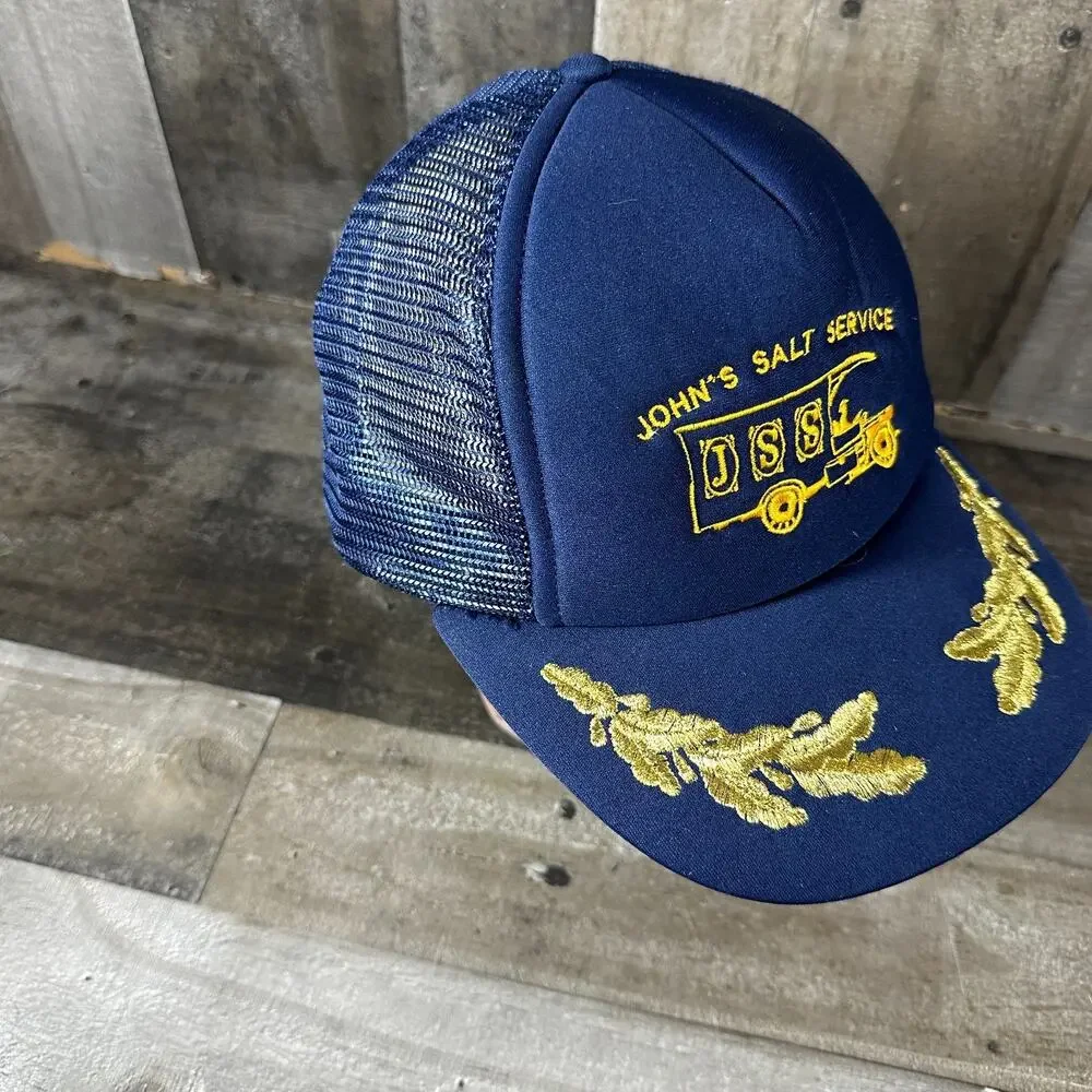 John's Salt Service‎ JSS Employee Worker Mesh Trucker Hat Scrambled Eggs